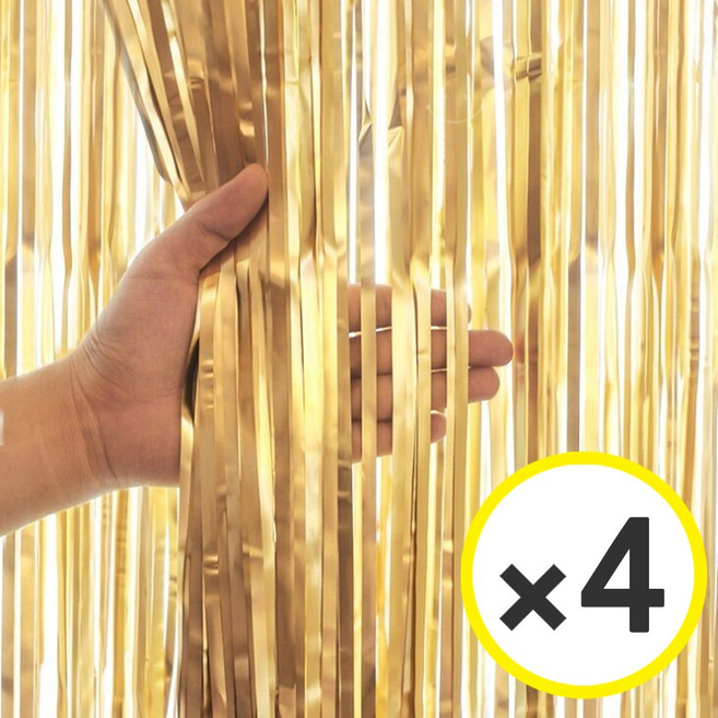 생일파티 용품 파티커튼 42컬러 홀로그램/새틴 무광/파스텔/샤이니 포토존 소품 은박 수술 가랜드 커튼 [에브리띵스마일], 새틴 골드, 4개