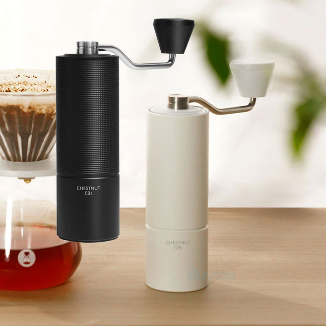 타임모어 C3S 핸드밀 수동 그라인더 S2C 스테인레스 원두 분쇄기, 화이트, 1개