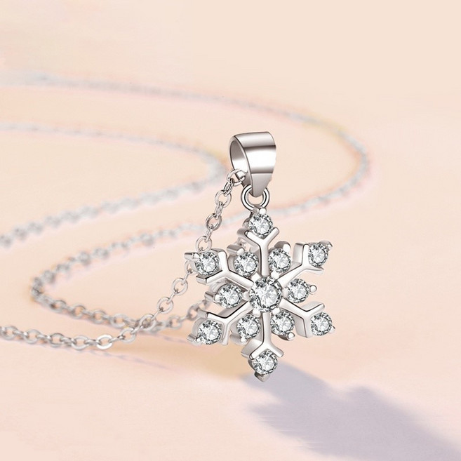 [DIMIANA]925 스털링 여성용 스노우플레이크 목걸이 - 반짝이는 큐빅 지르코니아
