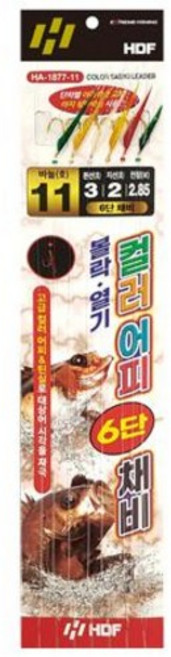 해동 HA-1877 볼락 열기 컬러 어피 6단 채비, 9호, 1개