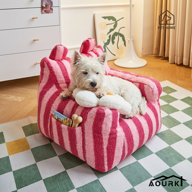 AourK 반려동물 푹신한 빈백 소형 구름 소파, 핑크, 1개