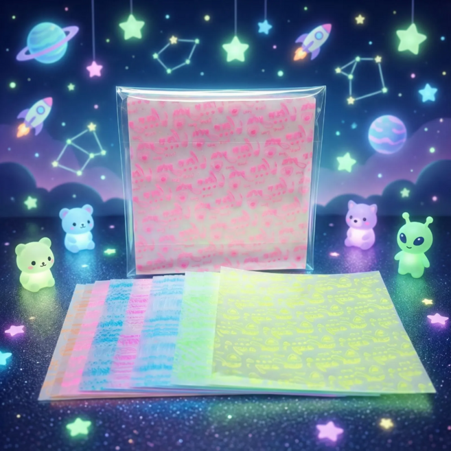 야광 학종이 70매 7X7cm 종이접기 축광종이 종이학접기 쇼핑킥, 70개, 7색