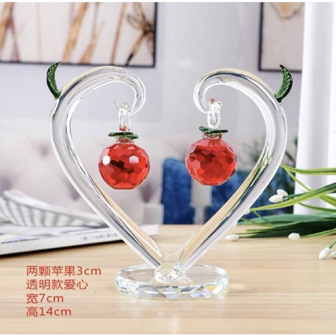 Giok Kristal 水晶擺飾 蘋果造型擺件 客廳裝飾品, Love Merah