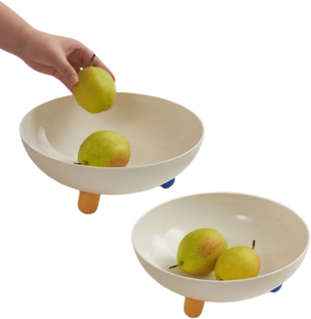 픽클리 과일접시 간식보관함 디저트쟁반 과일트레이 수납보울, 화이트, 2개