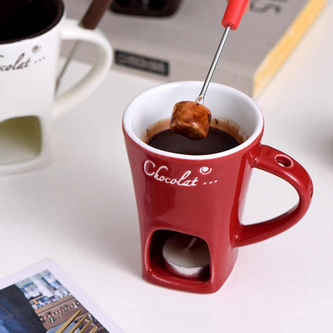 릴스베이 초코 퐁듀컵 멜팅팟 초컬릿 중탕기 마시멜로 워머, 1개, 레드