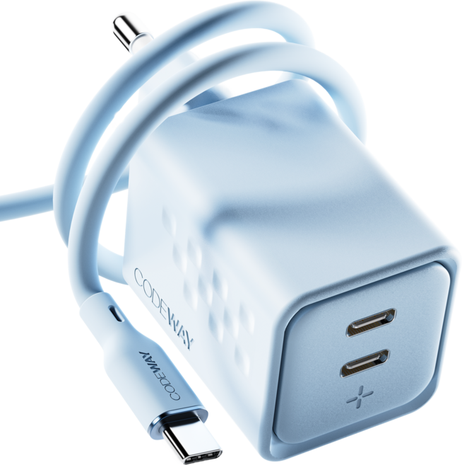 코드웨이 50W 초 고속 충전기 + 100W C to C 타입 초고속 충전 케이블 2M, 아이스 블루, 1세트