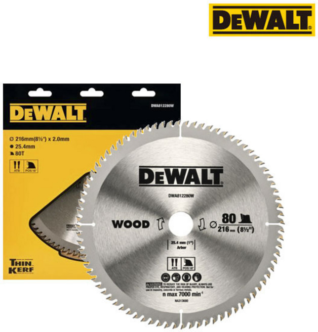 [디월트] DWA812280W / 목재용 원형톱날 8.5인치 80날 (DWA30016 후속), 1개