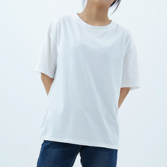 1+1 보들보들 라운드넥 스판 반팔 티셔츠