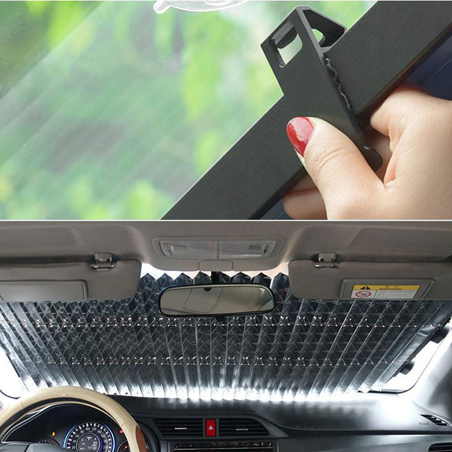 앞유리 햇빛가리개 차량용 자외선차단 우산형 대형 V 커튼형 소형 중형 대형, 커튼형(대형 70cm), 블랙, 1개