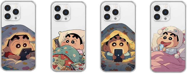 이불 속에 숨은 짱구 투명 케이스 갤럭시와 아이폰 투명 젤리 케이스