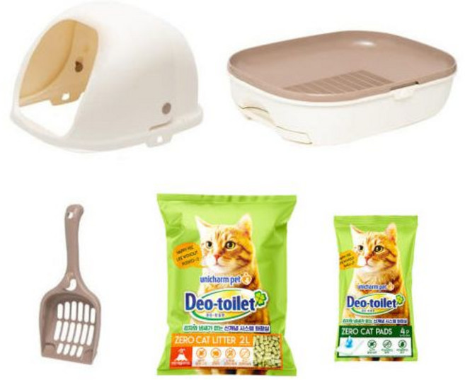 엘지유니참 데오토일렛 고양이 화장실 후드형 (본체+모래+패드+삽Set), 후드형 본체(본체+모래+패드+삽Set)