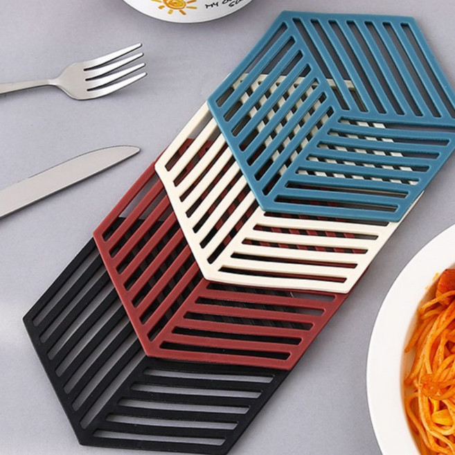 [오늘만파격특가] 모던패턴 방수단열 실리콘 티코스터, 1세트, 화이트+브라운+블루+블랙