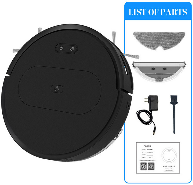 新款掃地機全自動掃地機器人APP控制滾刷吸塵掃拖一體 批發, 中文版, 黑色