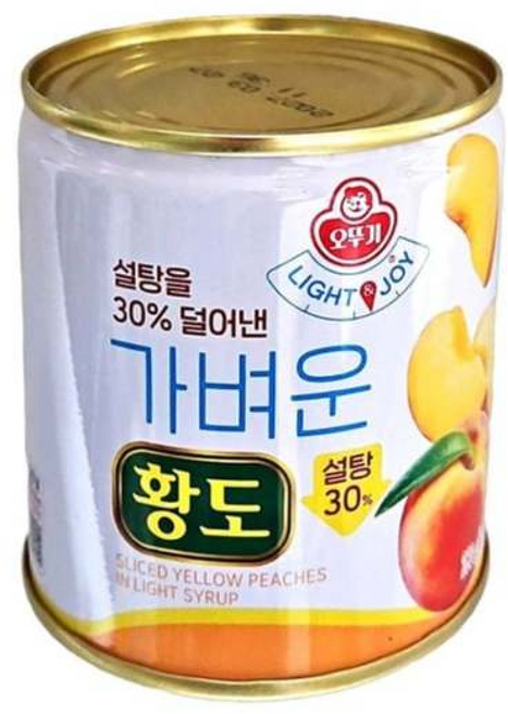 가벼운황도X (무)오뚜기/오뚜기/가벼운황도/황도캔/황도통조림/과일통조림/복숭아통조림/가벼운, 5개, 280g