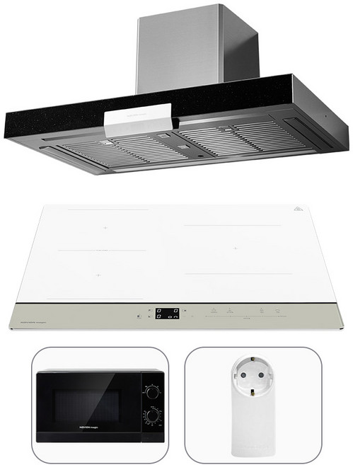 [ 무료설치 ] 나비엔 매직 3구 화이트 인덕션 ERI-3623AF + 3D에어 주방 후드 패키지 / 전자레인지 증정, 빌트인, ERI-3623AF+침니형RAC552-09TCAC 블랙