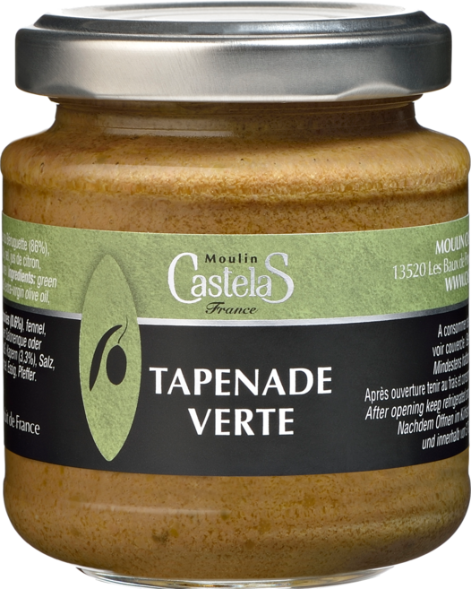 카스텔라스 그린올리브 타프나드 스프레드 블랙올리브 파테(택1) 미슐랭3스타(프랑스) 레스토랑 납품 110g [원산지:프랑스], 그린 타프나드(2027/11/07까지), 1개