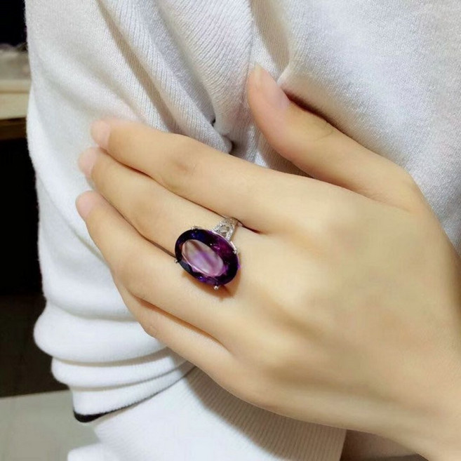 자수정반지 탄생석 자수정 남자 보석 자개 반지 블랙 엔젤 925 스털링 실버 우아한 링 GC#003