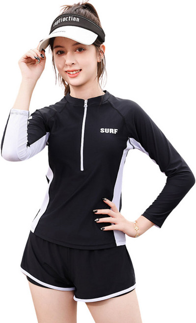 삐삐네옷가게 블랙 슬림집업 긴팔 반바지 래쉬가드 상하