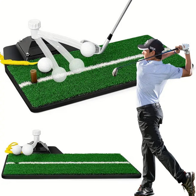 다기능 360도 회전 실내 골프 스윙 정확도 향상 트레이닝 매트 스윙 연습기, 블랙