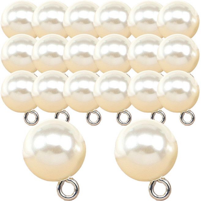 진주단추 14mm 진주장식 진주알 단추 볼록이, 1팩, 진주단추14mm(아이20개)