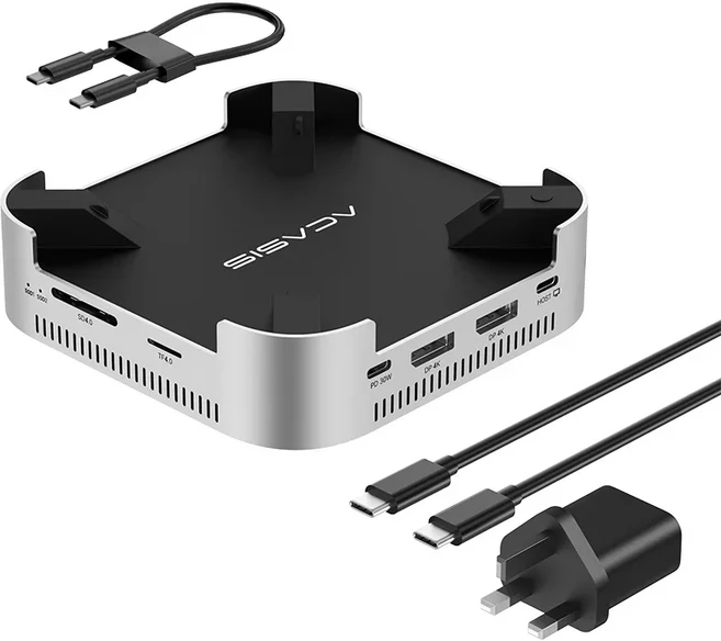 40Gbps USB-C 도킹 스테이션 | 듀얼 M.2 NVMe SSD 16TB 최대 지원 포트 DP4K144Hz(단일) Mac Mini M4/M4Pro, 03 UK Plug