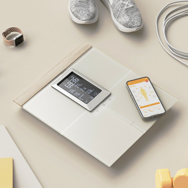 무아스 스마트 핸드바 LCD 빌트인 바디 체지방 체중계, M8BCS2, 아이보리
