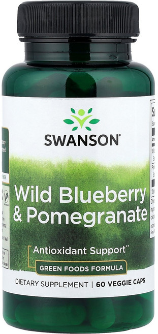 Swanson 야생 블루베리 & 석류 베지 캡슐 60정 Swanson (스완슨), Swanson, 야생 블루베리 & 석류, 베지 캡슐 6, 1개