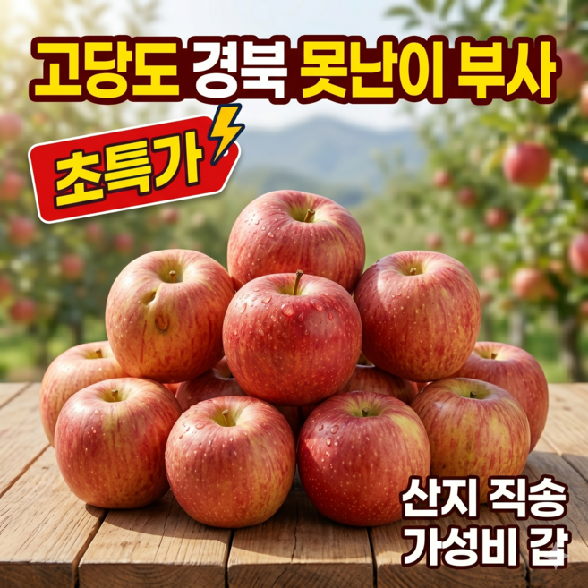 [100박스 한정] 청송 부사사과 고당도 흠집과 못난이 가정용 사과 매일선별, 1박스, 못난이10kg 쥬스용 혼합과