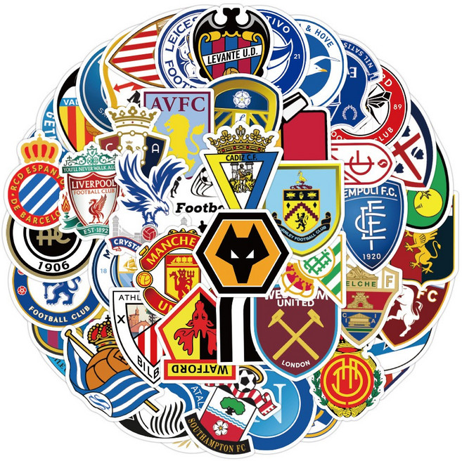 번블랙 축구 로고 프리미어리그 동호회 동아리 조기축구 굿즈 다꾸 폰꾸 캐리어 노트북 방수 스티커, 1세트, 축구A