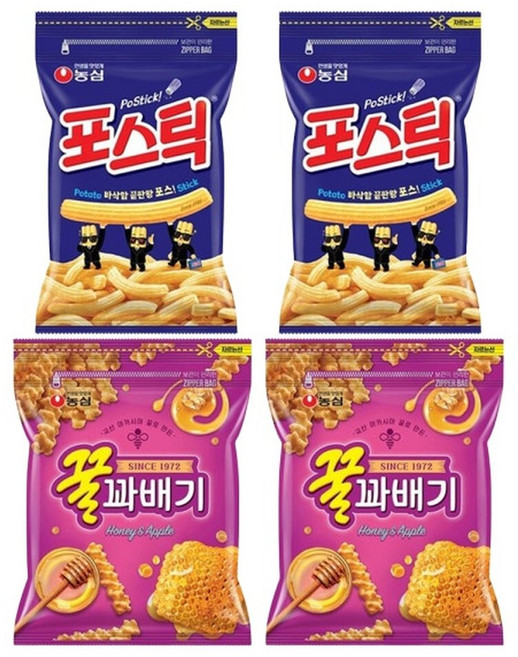 포스틱 280g 2봉 + 꿀과배기 300g 2봉 대용랑과자/노래방과자, 2개
