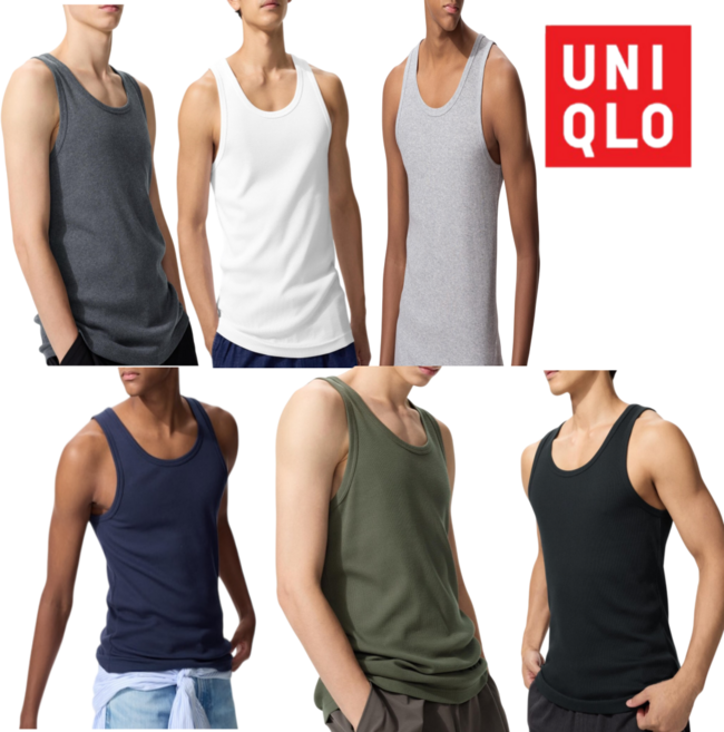 [매장정품] 유니클로 드라이 립탱크탑 기능성 스포츠웨어 헬스 운동복 나시티 흡습 속건