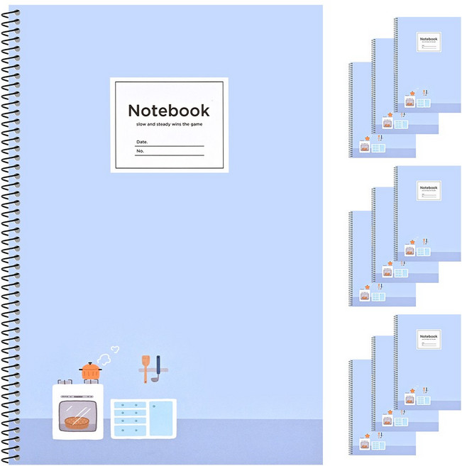 1000 코지 디자인 일상 스프링 노트 신학기 준비물 공책, 10개, 블루
