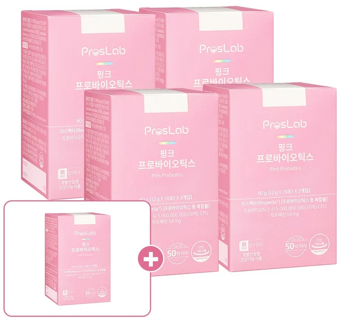프로스랩 핑크 프로바이오틱스 리스펙타 여성 질&장 건강 유산균 150포 1개 (5개월분), 2g - 쿠팡