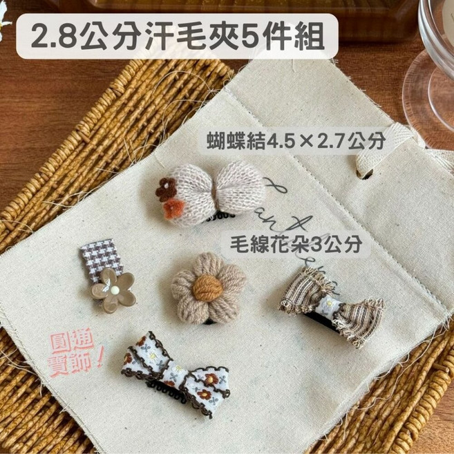 可愛汗毛夾套裝 蝴蝶結髮飾 寶寶髮夾 嬰兒髮夾 A0101 (5件組)
