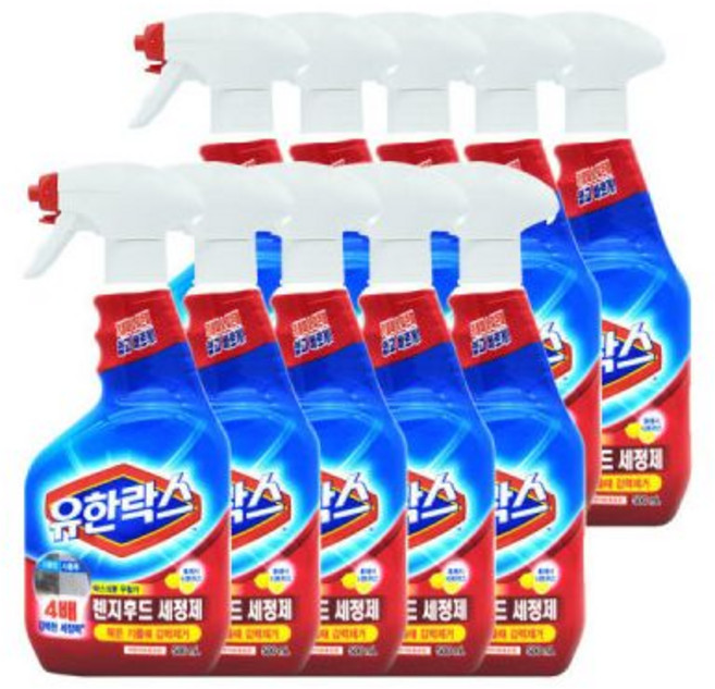 유한락스 렌지후드 세정제 500mlx10개 1box/ 주방 싱크대 까스렌지 기름때 4배 강력제거, 500ml