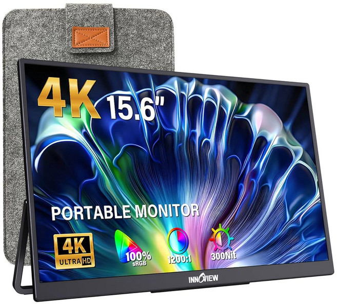 InnoView 15.6인치 휴대용 모니터 120Hz 2K QHD 2160x1440 | 100% sRGB HDR USB-C 및 HDMI 포트 2개가 있는 보조 노트북 맥북 / 스위, 15.6 inch