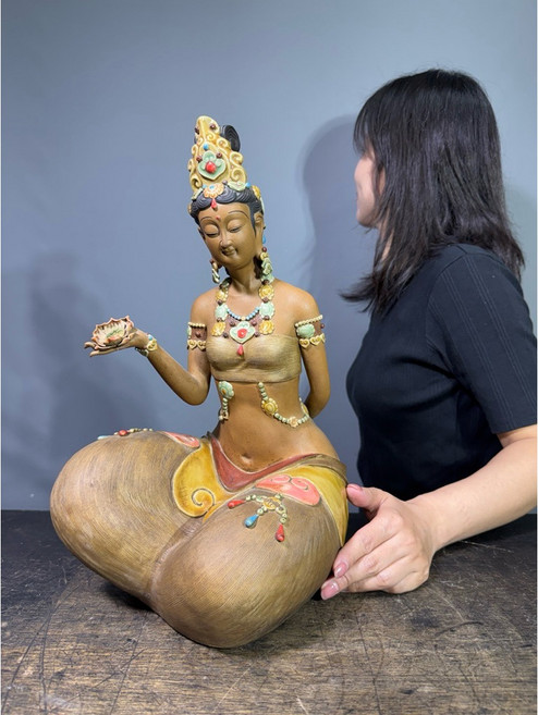 仿古仕女佛像擺件, 如圖