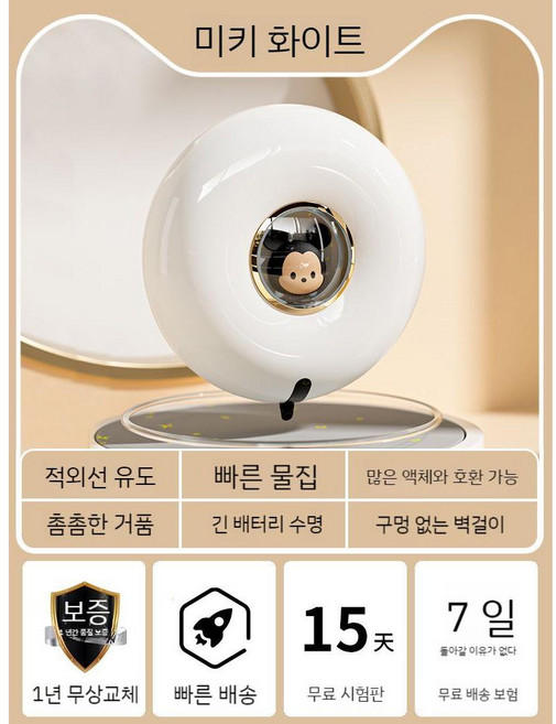 우주선 LED 세제 디스펜서 충전식 손세정기 자동 센서 벽걸이 거품형 홀더 공병, F. 미키 세정제, 1개