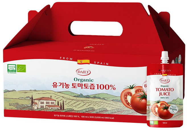 바이퀸 유기농 NFC 착즙 100% 레드 토마토 즙 주스, 100ml, 30개