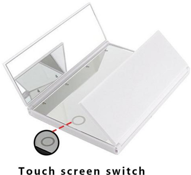 접이식 삼면거울 뒷머리 흰머리 LED 메이크업 사이드 미러와 함께 3 개의 아파트가있는 숙녀의 매일 사용하여 조정 가능한 밝기와 명확한 반사, 3)A3 White  LED