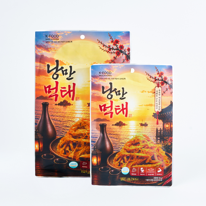 [매콤달콤 촉촉] 낭만먹태 직화구이 양념 먹태채 마른안주 맥주안주 40g 100g, 1개