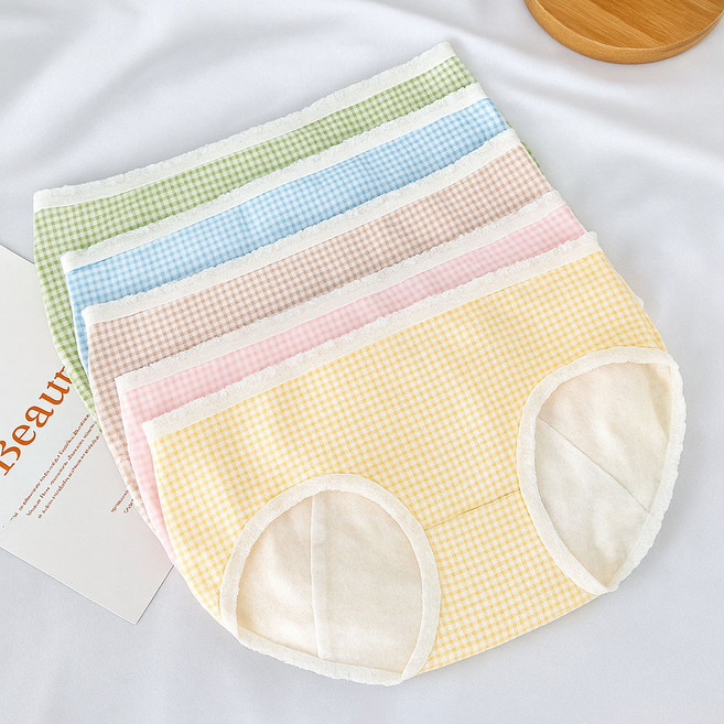 52홈 주니어 순면 위생팬티 5종 세트 빅사이즈 주니어 체크 생리팬티