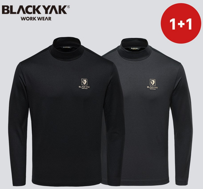 1+1 블랙야크 긴팔티셔츠 기모 반폴라티셔츠 터틀넥 목폴라 겨울 남자