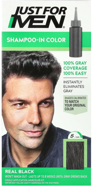 Just for Men 샴푸 인 컬러 리얼 블랙 H-55 1회 도포 모발 염색 키트, JustforMen샴푸인컬러리얼블랙H551회도포모발염색, 1개 - 쿠팡