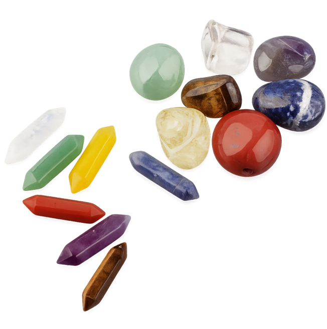 천연 원석 힐링 파워 스톤 7종 세트 | 클리어쿼츠 자수정 호안석 레드제스퍼 어벤츄린 블루스팟제이드 옐로우제이드, 1세트