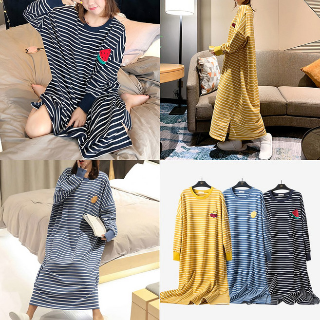 봄 가을 빅사이즈원피스 간절기잠옷 빅사이즈잠옷 오버핏 파자마 여성 홈웨어 편안한홈웨어