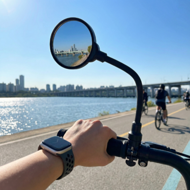 웨이백홈 각도조절 높이조절 자전거 사이드미러, 2개, 블랙