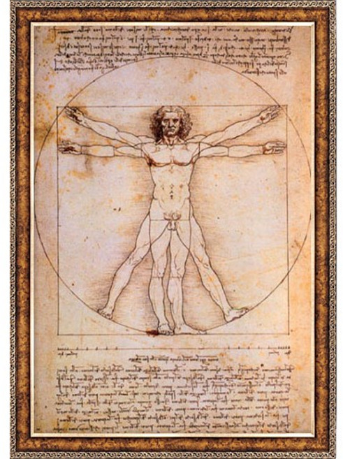 퍼즐라이프 레오나르도 다빈치 인체비례도 비트루비안맨 명화 1000피스 직소퍼즐액자 PL1390, 퍼즐+앤틱실버액자, 1개