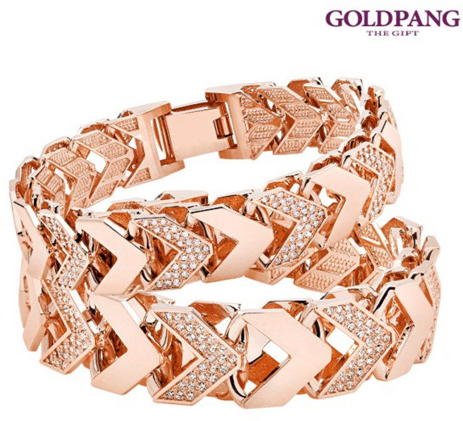 [골드팡] 14k 럭셔리어스 샤인브이체인 커플팔찌