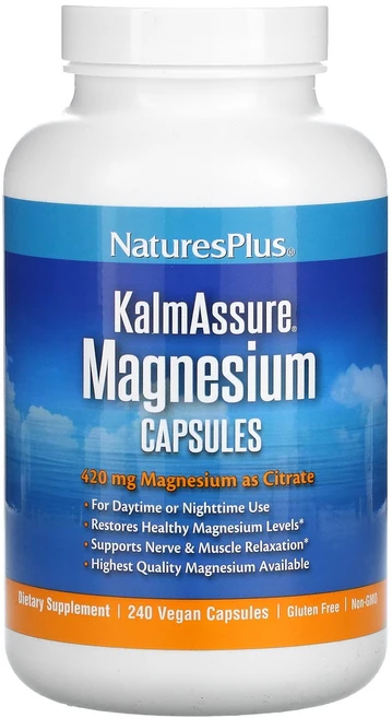 NaturesPlus KalmAssure 마그네슘 420mg 베지 캡슐 240정(캡슐 1정당 105mg), NaturesPlusKalmAssure마그네슘420mg, 1개, 240정 - 쿠팡